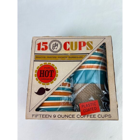 NOS MCM Vintage Lily Tulip 9 Oz Plastic Coated Coffee Paper Cups MOD - Picture 1 of 5